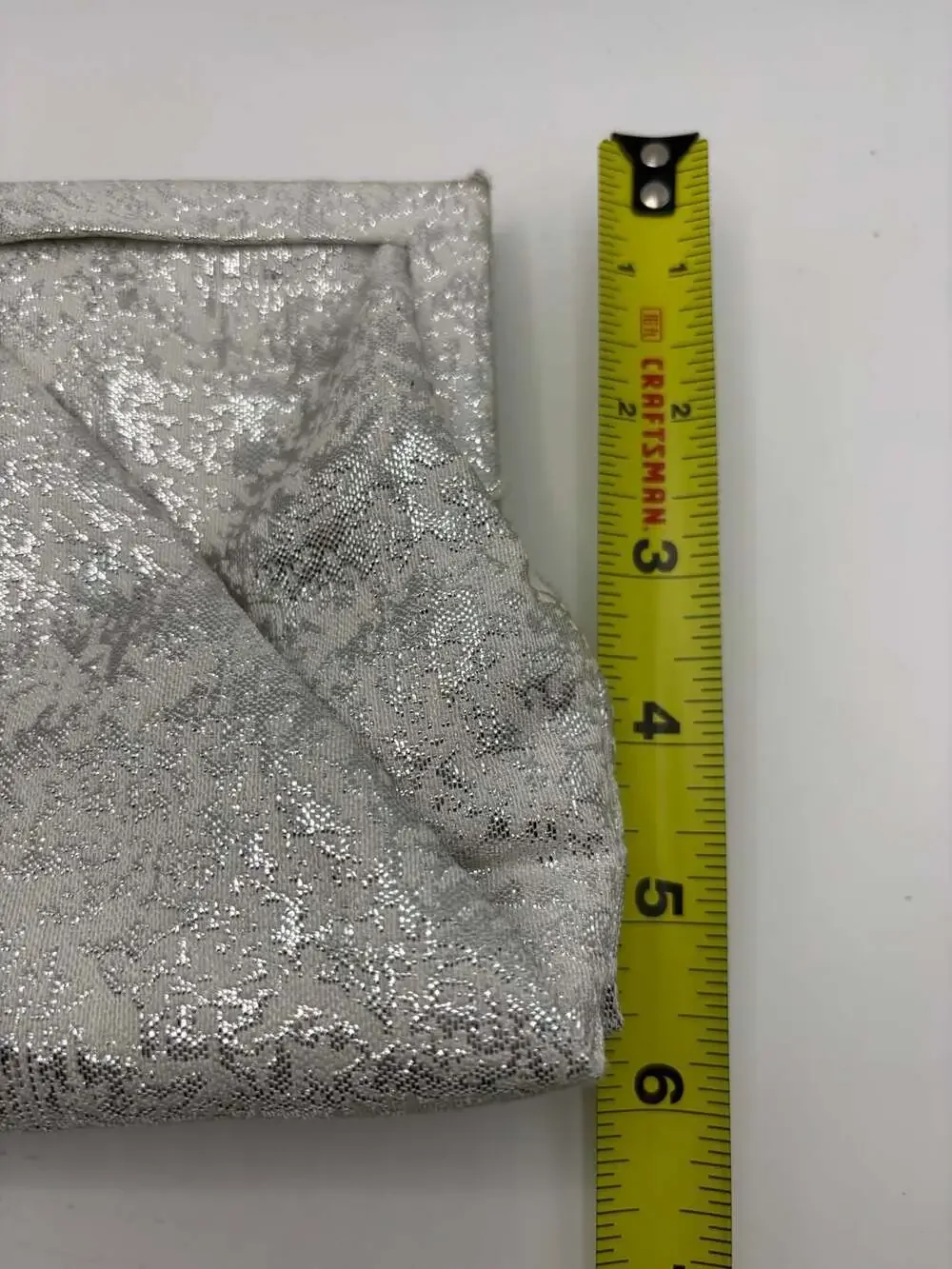 Kate Landry Silver Brocade Evening Clutch Purse